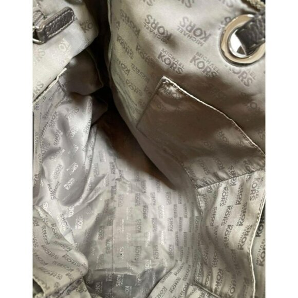 Michael Kors Signature MK Canvas Tote Bag With Silver Charm Accent - Picture 6 of 6